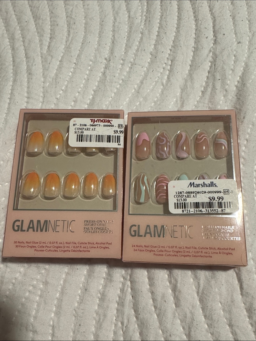 GLAMnetic Women’s Press-On Nails – Ombre Orange & Pink Swirl Sets